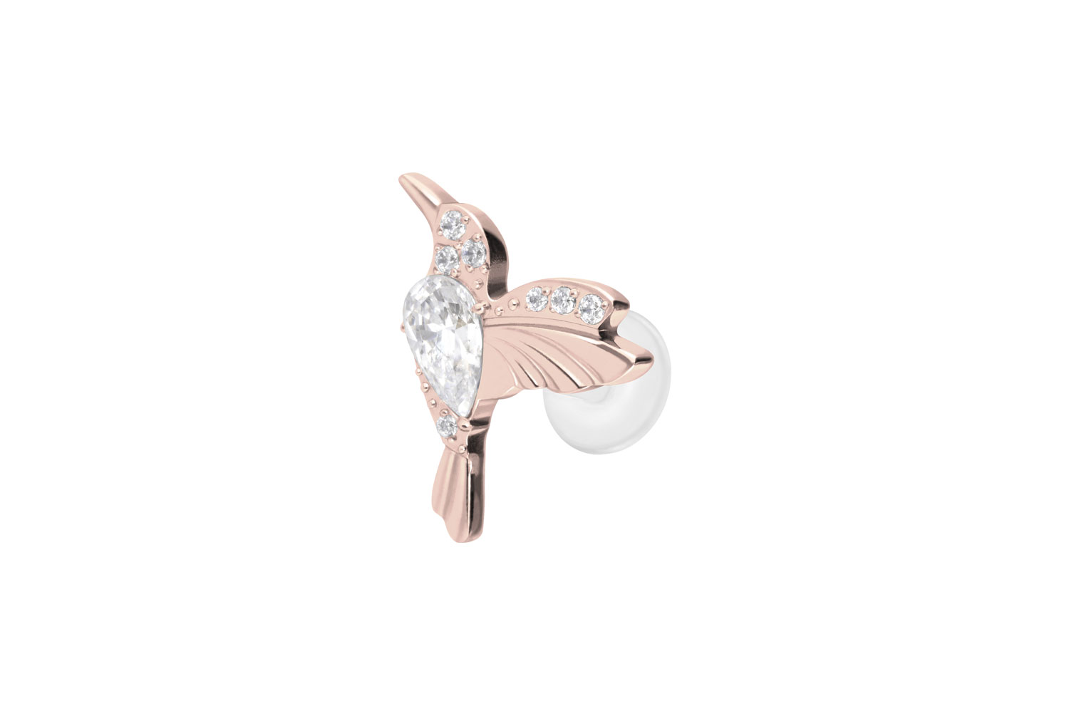 PTFE Labret Piercing mit Innengewinde + Titan-Aufsatz KOLIBRI